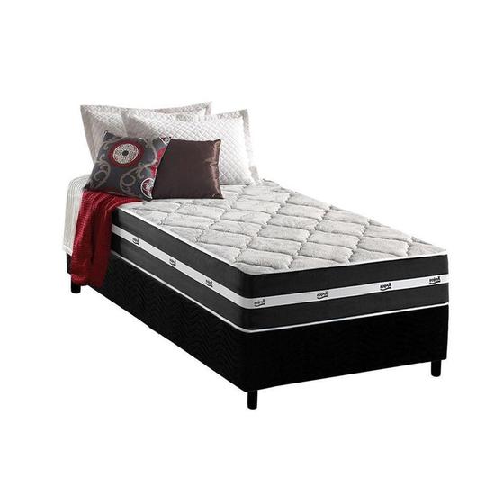 Imagem de Cama Box Solteiro: Colchão Molas MasterPocket Ensacadas Anjos   Classic + Base CRC Suede Black(88x188)