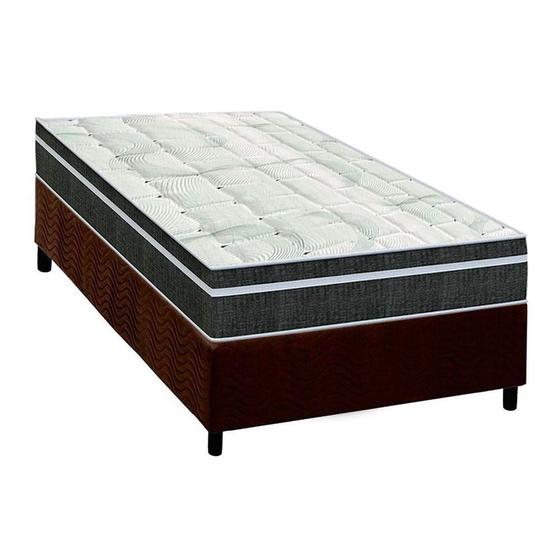 Imagem de Cama Box Solteiro: Colchão Molas Orthoflex Bonnel Venezia + Base CRC Suede Brown(88x188)
