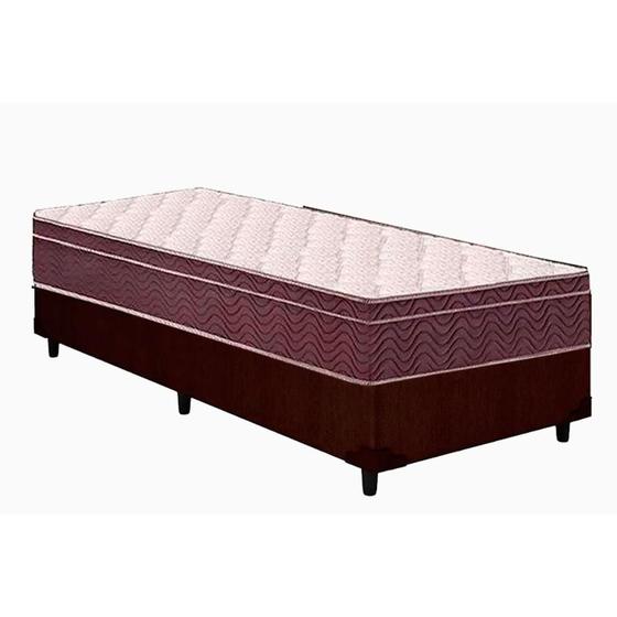 Imagem de  Cama Box Solteiro: Colchão Ortopédico Ortobom D28/EP Anatômico Airtech 60 + Base CRC Courano Brown(88x188)