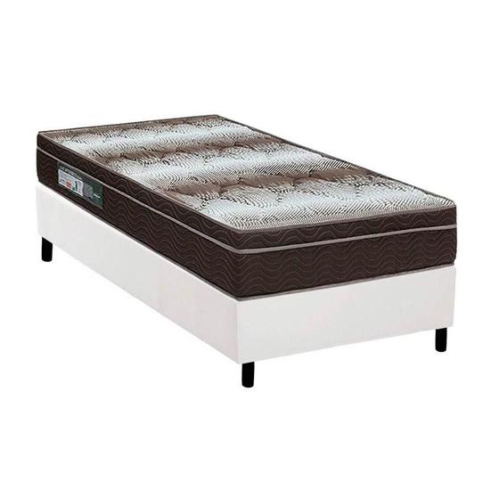 Imagem de Cama Box Solteiro: Colchão Ortopédico Ortobom Light OrtoPillow + Base CRC Courano White(88x188)