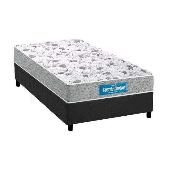 Imagem de Cama Box Solteiro: Colchão Ortopédico Probel D45/EP Anatômico Firmepedic Guarda Costas Próextreme Dupla Face + Base CRC Suede Gray(88x188)