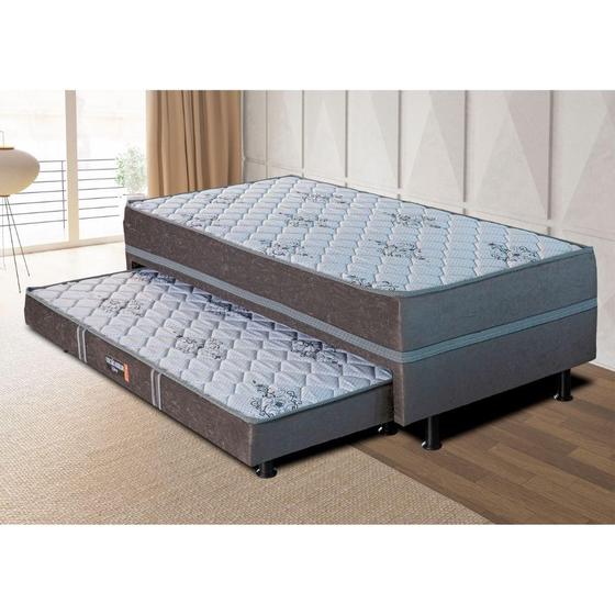 Imagem de Cama Box Solteiro Conjugada Com Auxiliar (88X188) D28 Grafite Real Design Colchões
