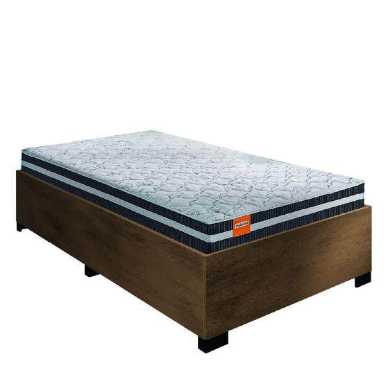 Imagem de Cama Box Solteiro Desmontável Com Colchão Molas Qatar 88x188x53cm Branco / Preto / Cedro Inducol - Suporta até 200Kg Por Pessoa