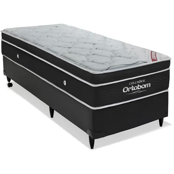 Imagem de cama box solteiro e colchão ortobom elegant superpocket (088x188x028)