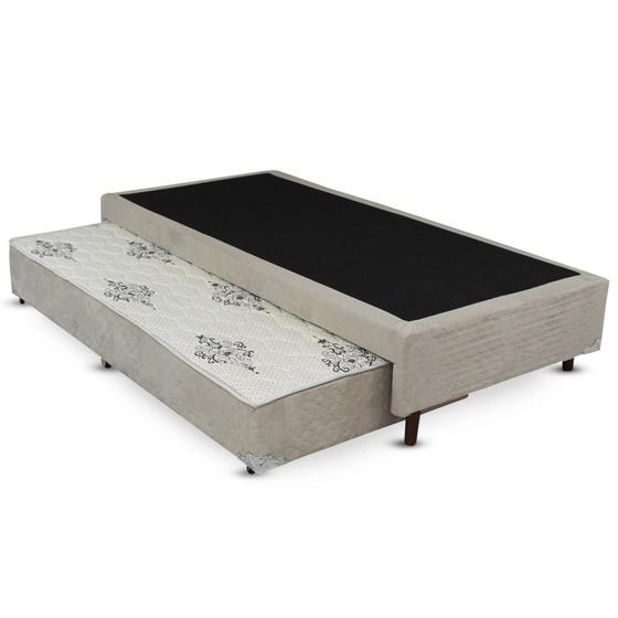 Cama Box SOLTEIRO Flora Suede Bege Bicama - 096x203 Menor preço em Cama Box SOLTEIRO Flora Suede Bege Bicama - 096x203