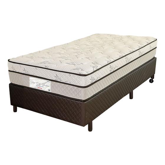 Imagem de Cama Box Solteiro King  (Box + Colchão) 96x203x61 Pro Soft Bamboo Prorelax Molas Ensacadas Pillow Top Turn Free - Cinza