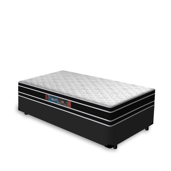 Imagem de Cama Box Solteiro King Preta + Colchão De Espuma D33 - Castor - Black White Double Face 96x203x62cm