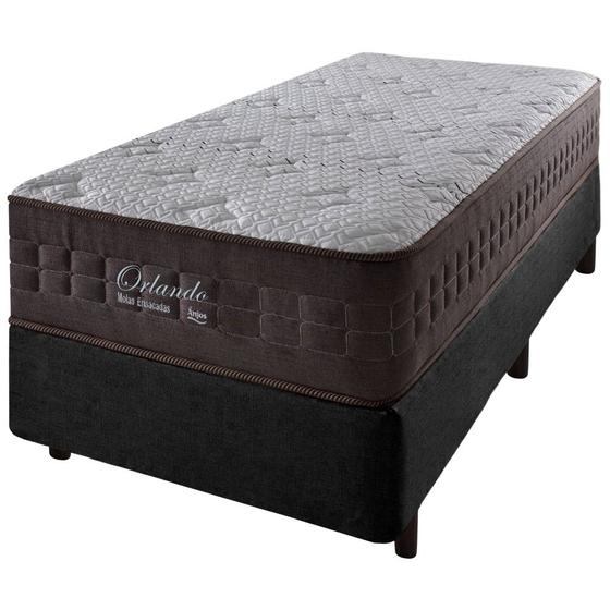 Imagem de Cama Box Solteiro King Preto + Colchão Molas Ensacadas Orlando 96x203x67cm