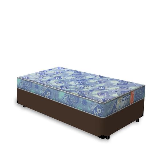 Imagem de Cama Box Solteiro Marrom + Colchão de Espuma D20 - Gazin - Supreme 88x188x37cm