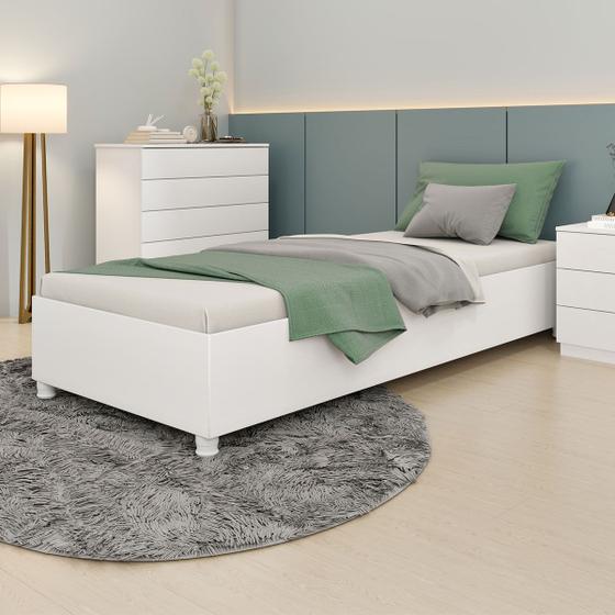 Imagem de Cama Box Solteiro Mônaco Neve - Tcil Móveis