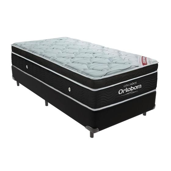 Imagem de Cama Box Solteiro Preto e Colchão Elegant Superpocket Molas ensacadas Ortobom