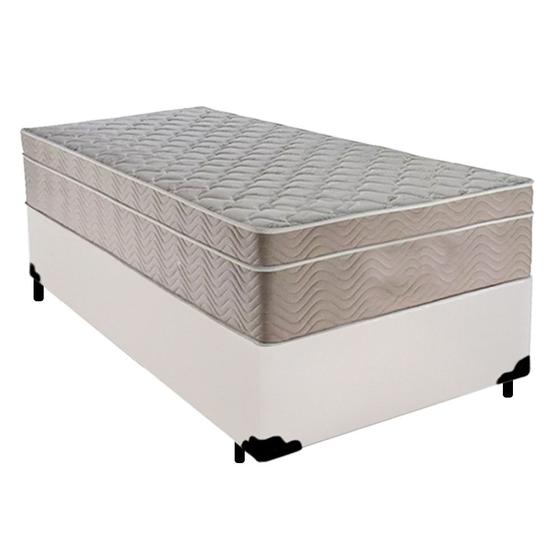 Imagem de Cama Box Solteiro Sintético + Colchão De Molas Ensacadas - SerenePrime - 88cm Branco