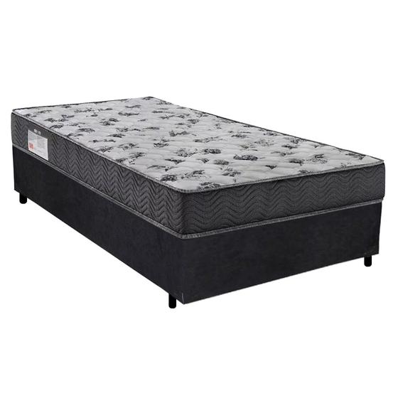 Imagem de Cama Box Solteiro Suede + Colchão De Espuma D33 - SerenePrime - 88cm Preto