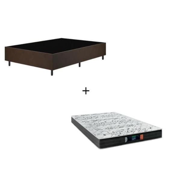 Imagem de Cama Box Solteiro - Tecido Sintético Marrom com Colchão Extra Firme D28 - Suporta 80Kg