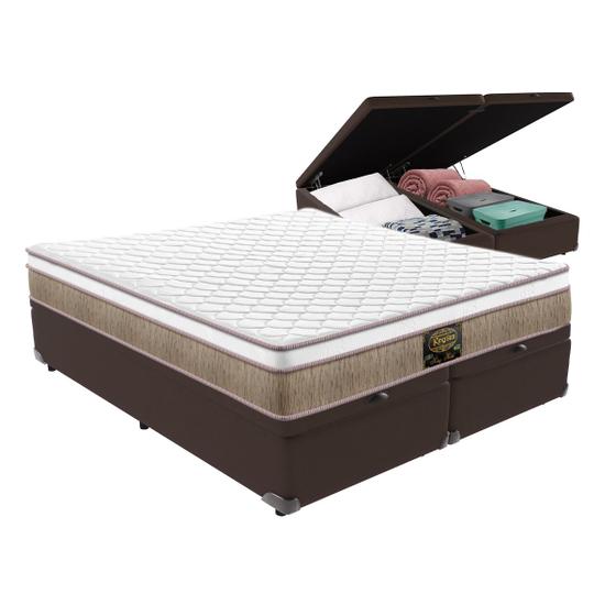 Cama Box Suede Marrom com Baú e Colchão King Hotel KingStar - KING STAR ...