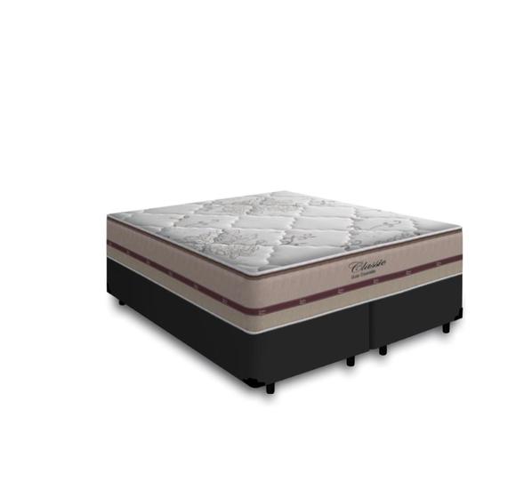 Imagem de Cama Box Super King Preta + Colchão De Molas Ensacadas - Anjos - Classic - 193x203x61cm