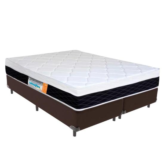 Imagem de Cama Box Veneza Casal Bip. Marrom Suede Umaflex 60x138x188