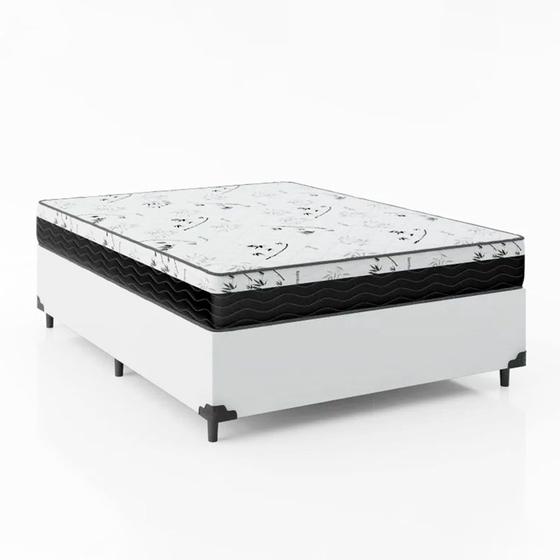 Imagem de Cama Box Viúva 128 Sintético Branco com Colchão Espuma D33 One Face 57X128X188