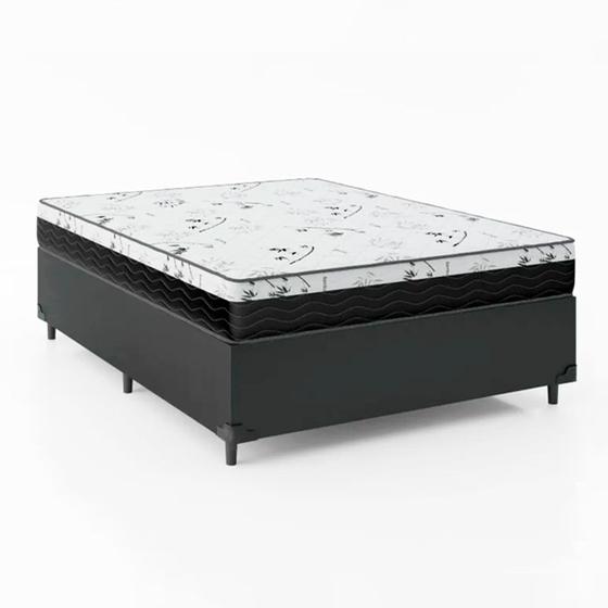 Imagem de Cama Box Viúva 128 Sintético Preto com Colchão Espuma D33 One Face 57X128X188