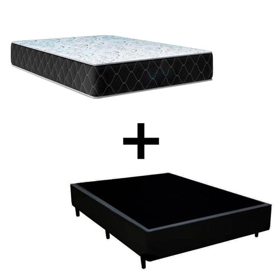 Imagem de Cama Box Viúva 128 Tecido Sintético Preto Com Colchão Marrocos - Poliéster - Espuma D33 30cm