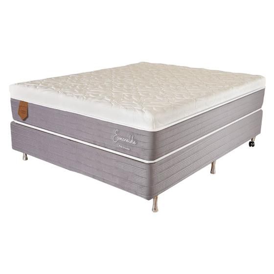 Imagem de Cama Box Viúva (Box + Colchão) 128x188x69 Esmeralda Prorelax Molas Ensacadas Pillow In Turn Free - Cinza