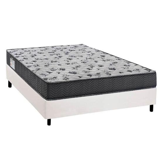 Imagem de Cama Box Viúva: Colchão Anatômico Ortobom D33/EP Fort Tech ISO 100 + Base CRC Courano White(128x188)
