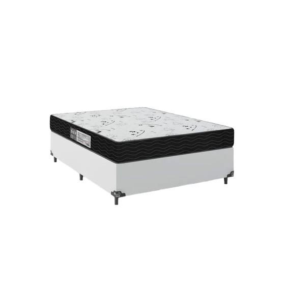 Imagem de Cama Box Viúva + Colchão D33 One Face - 56x128x188cm - Couro Branco