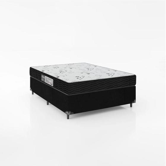 Imagem de Cama Box Viúva + Colchão D33 One Face - 56x128x188cm - Suede Preto