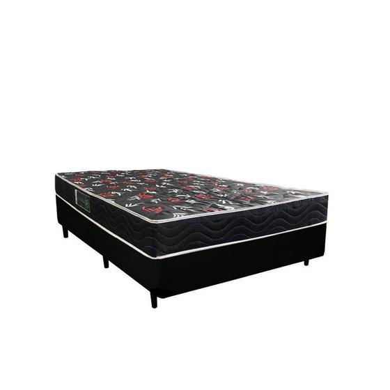 Imagem de Cama Box Viúva Colchão Espuma D28 Oriental Preto Ducci + Box Sintético Preto (54x128x188)