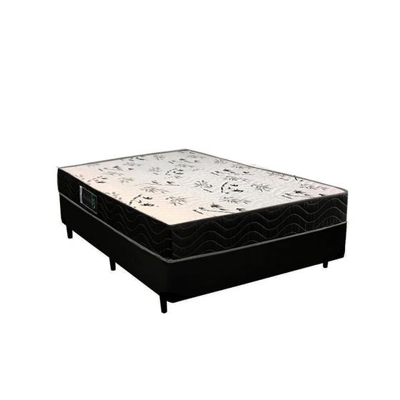 Imagem de Cama Box Viúva Colchão Espuma D33 Bambo Branco Ducci + Box Sintético Preto (54x128x188)