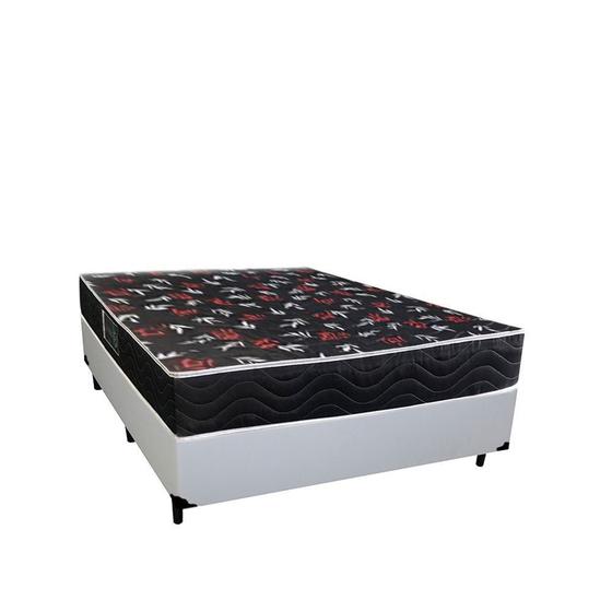 Imagem de Cama Box Viúva Colchão Espuma D33 Oriental Preto Ducci + Box Sintético Branco (54x128x188)