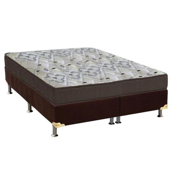 Imagem de Cama Box Viúva: Colchão Espuma Ortobom D45/EP Anatômico Fort Tech ISO 150 + Base CRC Suede Brown(128x188)