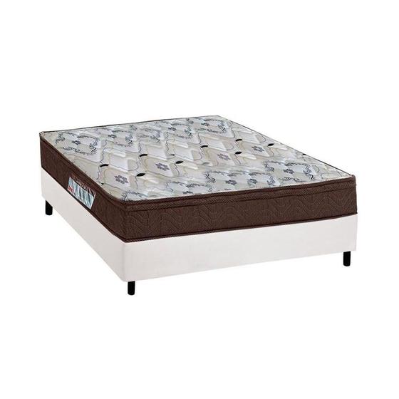 Imagem de Cama Box Viúva: Colchão Espuma Ortobom D45/EP Fort Tech ISO 150 Mega Firme + Base CRC Suede White(128x188)