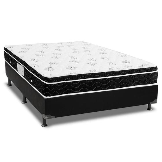 Imagem de Cama Box Viúva: Colchão Molas Bonnel Ortobom Nanolastic Physical Spring + Base CRC Courano Black(128x188)