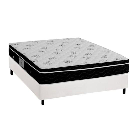 Imagem de Cama Box Viúva: Colchão Molas Bonnel Ortobom Nanolastic Physical Spring + Base CRC Courano Branco(128x188)