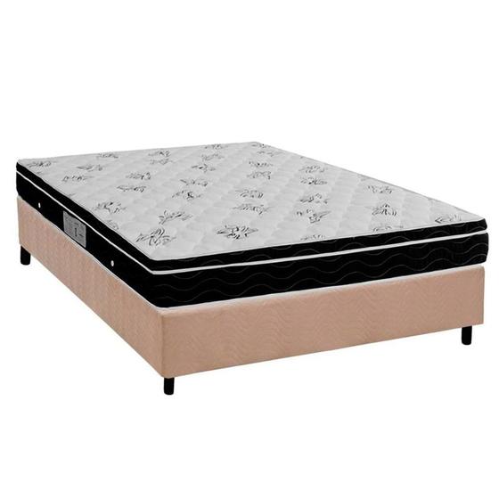 Imagem de Cama Box Viúva: Colchão Molas Bonnel Ortobom Nanolastic Physical Spring + Base CRC Suede Bege(128x188)