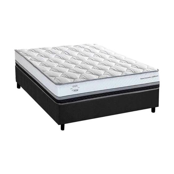 Imagem de Cama Box Viúva: Colchão Molas Ensacadas Herval MasterPocket La Playa C1634 + Base CRC Suede Gray(128x188x33)