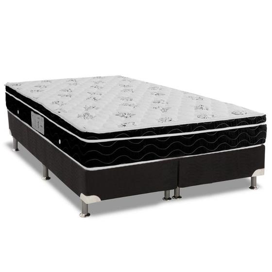 Imagem de Cama Box Viúva: Colchão Molas Ortobom Nanolastic Physical Spring + Base CRC Suede Black(128x188)
