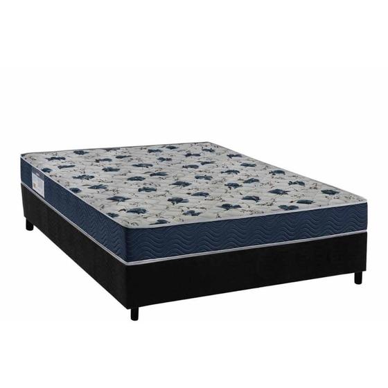Imagem de Cama Box Viúva: Colchão Ortopédico Ortobom D28 Anatômico ISO 60 + Base CRC Suede Black (128x188)