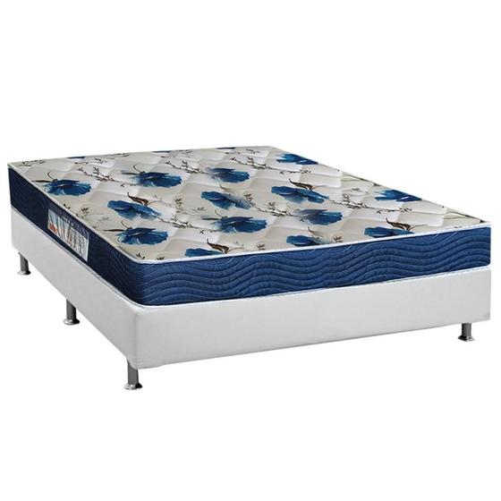 Imagem de Cama Box Viúva: Colchão Ortopédico Ortobom D28/EP Anatômico Fort Tech ISO 60 + Base CRC Courano White(128x188)