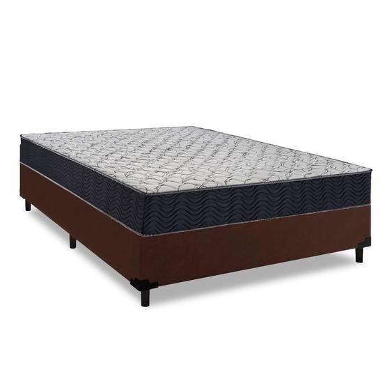 Cama Box Viúva Marrom + Colchão Casal De Espuma D45 - Ortobom - Airtech 150 58x128x188cm Menor preço em Cama Box Viúva Marrom + Colchão Casal De Espuma D45 - Ortobom - Airtech 150 58x128x188cm