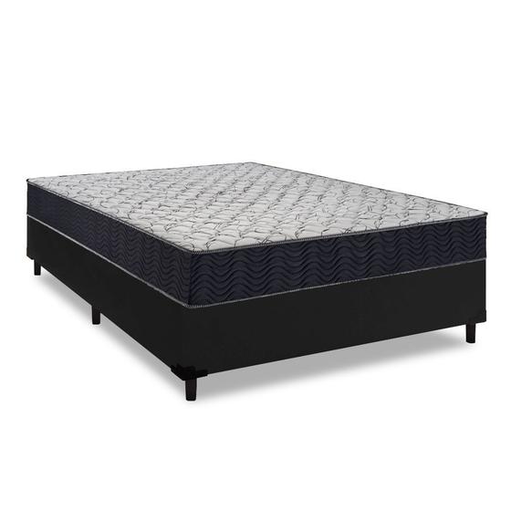 Cama Box Viúva Preto + Colchão Casal De Espuma D45 - Ortobom - Airtech 150 58x128x188cm Menor preço em Cama Box Viúva Preto + Colchão Casal De Espuma D45 - Ortobom - Airtech 150 58x128x188cm