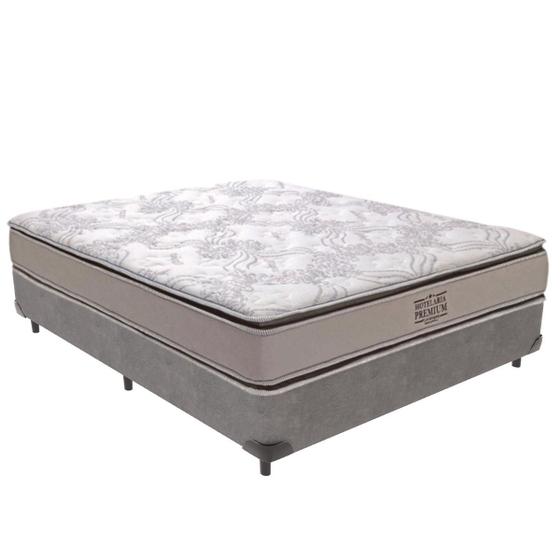 Imagem de Cama Box Viúvo Cinza e Colchão Four Season Molas V-Tech
