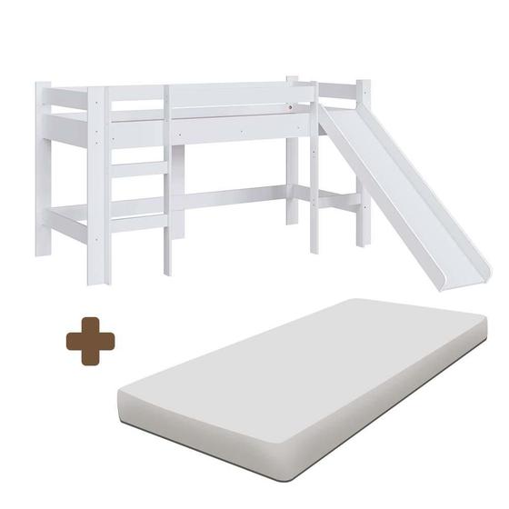 Imagem de Cama Cabana Infantil Montessoriana Com Colchão E Escorregador Branco Baive Shop