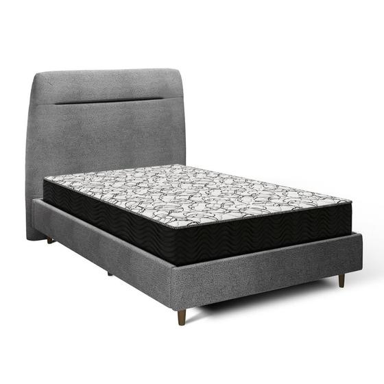 Imagem de Cama + Cabeceira Genebra Bouclé com Colchão de Espuma D45 Ortobom Airtech 150 D45 Solteiro 88cm