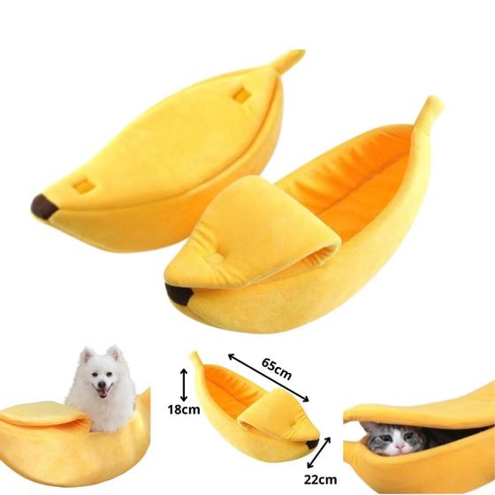 Imagem de Cama Caminha Para Gatos e Cães No Formato de Banana Em Pelúcia 65cm