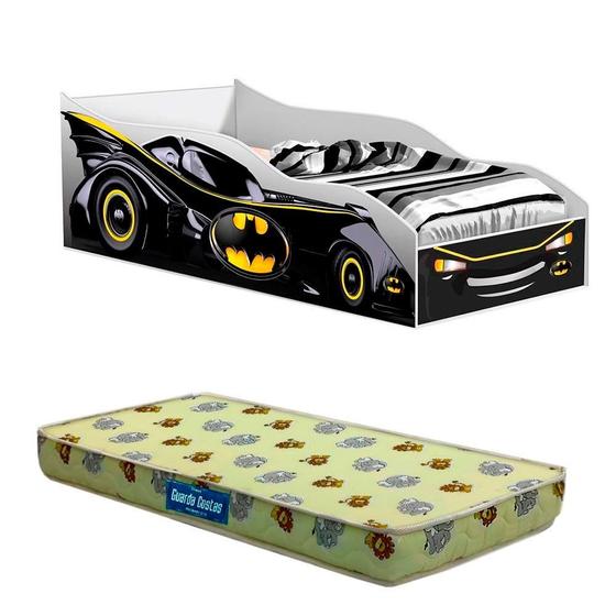 Imagem de Cama Carro Batman Infantil Preto Gabrielli Móveis Com Colchão Probel