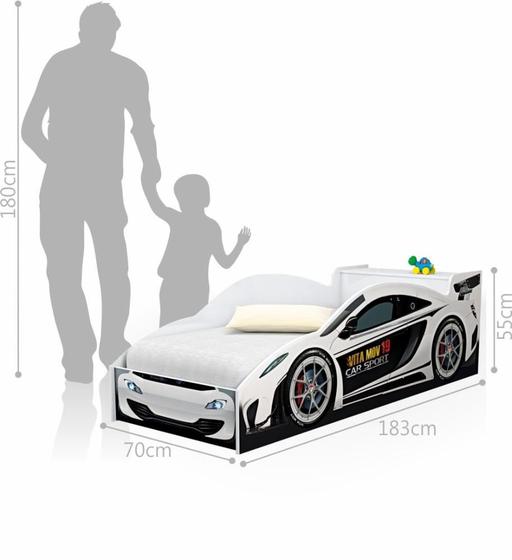 Cama Carro com Baú Infantil Branco Menor preço em Cama Carro com Baú Infantil Branco