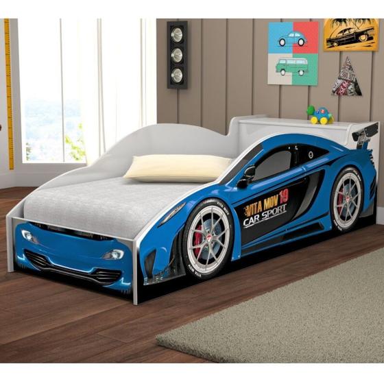 Cama Carro com Baú Infantil Lizzy Azul Menor preço em Cama Carro com Baú Infantil Lizzy Azul