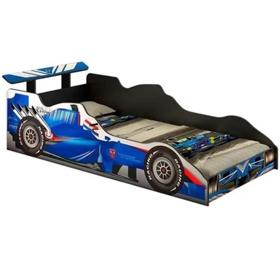 Imagem de Cama Carro Infantil  Formula 1 Azul 100% MDF J&A Móveis